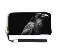 Jubonexis Crow Perched on A Stone PU Leather Clutch Long Bifold Wallet, Coin Purse Credit Pass Case, Durable Card-Holder Money Storage for Women Men