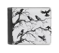 Jubonexis Crows Sitting on Dead Tree Branches Soft PU Leather Bifold Wallet, Coin Purse Credit Pass Case, Durable Card-Holder Slim Billfold for Men Woman Money Storage