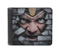 Jubonexis Crushing Through Brick Wall Angry Face Soft PU Leather Bifold Wallet, Coin Purse Credit Pass Case, Durable Card-Holder Slim Billfold for Men Woman Money Storage