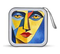 Jubonexis Cubist Woman Face Yellow Skin CD Case DVD Storage Case Portable