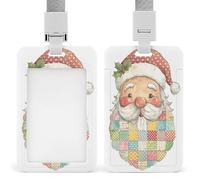 Jubonexis Cute and Happy Santa Claus Face ID Badge Holder Retractable Clip Card Holder Card Protector Name Badge Name Tag for Work Office Doctor Nurse