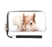 Jubonexis Cute Animal Squirrel PU Leather Clutch Long Bifold Wallet, Coin Purse Credit Pass Case, Durable Card-Holder Money Storage for Women Men