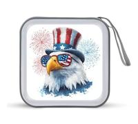 Jubonexis Cute Bald Eagle Sunglasses Top Hat CD Case DVD Storage Case Portable for Car Home Travel