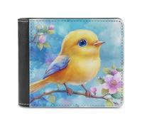 Jubonexis Cute Beautiful Yellow Bird Soft PU Leather Bifold Wallet, Coin Purse Credit Pass Case, Durable Card-Holder Slim Billfold for Men Woman Money Storage