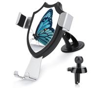 Jubonexis Cute Blue Butterfly Car Phone Holder Mount Triangle Clip Base Air Vent Cell Phone Car Mount Automotive Accessories for 4-6 Inches Cell Smartphones
