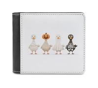 Jubonexis Cute Cartoon Geese in Halloween Costumes Soft PU Leather Bifold Wallet, Coin Purse Credit Pass Case, Durable Card-Holder Slim Billfold for Men Woman Money Storage