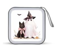 Jubonexis Cute Cartoon Ghost and Black Dog CD Case DVD Storage Case Portable for Car Home Travel
