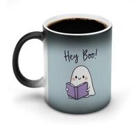 Jubonexis Cute Cartoon Ghost Reading A Book Color Changing Mugs Heat Changing Ceramic Coffee Mug Novelty Funny Tea Water Cup 11OZ
