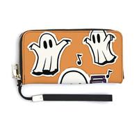 Jubonexis Cute Cartoon Ghosts Dancing Minimal PU Leather Clutch Long Bifold Wallet, Coin Purse Credit Pass Case, Durable Card-Holder Money Storage for Women Men