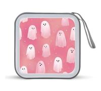 Jubonexis Cute Cartoon Ghosts on Pink CD Case DVD Storage Case Portable for Car Home Travel