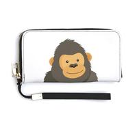 Jubonexis Cute Cartoon Gorilla Minimalistic PU Leather Clutch Long Bifold Wallet, Coin Purse Credit Pass Case, Durable Card-Holder Money Storage for Women Men