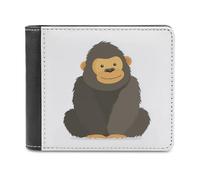 Jubonexis Cute Cartoon Gorilla Minimalistic Soft PU Leather Bifold Wallet, Coin Purse Credit Pass Case, Durable Card-Holder Slim Billfold for Men Woman Money Storage
