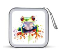 Jubonexis Cute Cartoon Red-Eyed Tree Frog CD Case DVD Storage Case Portable for Car Home Travel