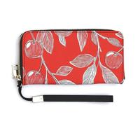 Jubonexis Cute Cherries Fruits Pattern PU Leather Clutch Long Bifold Wallet, Coin Purse Credit Pass Case, Durable Card-Holder Money Storage for Women Men