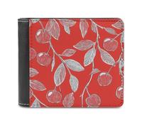 Jubonexis Cute Cherries Fruits Pattern Soft PU Leather Bifold Wallet, Coin Purse Credit Pass Case, Durable Card-Holder Slim Billfold for Men Woman Money Storage