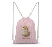 Jubonexis Cute Chick with A Tiny Bow Drawstring Backpack Canvas String Bag Lightweight Sports Gym Bag for Men Women