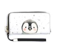 Jubonexis Cute Christmas Penguin PU Leather Clutch Long Bifold Wallet, Coin Purse Credit Pass Case, Durable Card-Holder Money Storage for Women Men