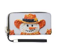 Jubonexis Cute Cowboy Snowman PU Leather Clutch Long Bifold Wallet, Coin Purse Credit Pass Case, Durable Card-Holder Money Storage for Women Men