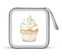 Jubonexis Cute Cupcake White Frosting Green Sprinkles CD Case DVD Storage Case Portable for Car Home Travel