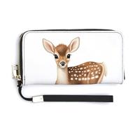 Jubonexis Cute Deer PU Leather Clutch Long Bifold Wallet, Coin Purse Credit Pass Case, Durable Card-Holder Money Storage for Women Men