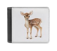 Jubonexis Cute Deer Soft PU Leather Bifold Wallet, Coin Purse Credit Pass Case, Durable Card-Holder Slim Billfold for Men Woman Money Storage