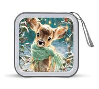 Jubonexis Cute Deer Wearing Green Scarf CD Case DVD Storage Case Portable