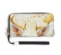 Jubonexis Cute Deer with Golden Antlers PU Leather Clutch Long Bifold Wallet, Coin Purse Credit Pass Case, Durable Card-Holder Money Storage for Women Men