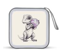 Jubonexis Cute Dinosaur Holding Disco Ball Simple CD Case DVD Storage Case Portable for Car Home Travel