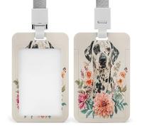 Jubonexis Cute Dog and Flowers ID Badge Holder Retractable Clip Card Holder Card Protector Name Badge Name Tag for Work Office Doctor Nurse