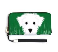 Jubonexis Cute Dog Hiding in The Grass PU Leather Clutch Long Bifold Wallet, Coin Purse Credit Pass Case, Durable Card-Holder Money Storage for Women Men