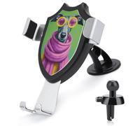 Jubonexis Cute Dog Wearing Purple Glasses Car Phone Holder Mount Triangle Clip Base Air Vent Cell Phone Car Mount Automotive Accessories for 4-6 Inches Cell Smartphones