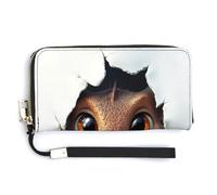 Jubonexis Cute Dragon Peeking Out of A Hole PU Leather Clutch Long Bifold Wallet, Coin Purse Credit Pass Case, Durable Card-Holder Money Storage for Women Men