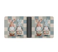 Jubonexis Cute Easter Gnomes on Checkered Pattern Soft PU Leather Bifold Wallet, Coin Purse Credit Pass Case, Durable Card-Holder Slim Billfold for Men Woman Money Storage