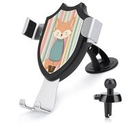 Jubonexis Cute Fox Smiling Colorful Vertical Stripes Car Phone Holder Mount Triangle Clip Base Air Vent Cell Phone Car Mount Automotive Accessories for 4-6 Inches Cell Smartphones