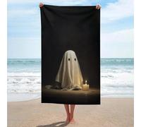 Jubonexis Cute Ghost by Candles Classic Horror Beach Towel Sand Free Microfiber Large Shower Towels Multipurpose Absorbent for Bathroom Pool 130x80 CM