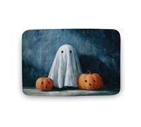 Jubonexis Cute Ghost Carved Pumpkins Halloween Spooky Bathroom Door Rug Mat, Extra Soft Coral Velvet Floor Mat, Rapid Water Absorption Non Slip Comfortable Bath Rugs Mats 15.7"x23.6"