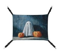 Jubonexis Cute Ghost Carved Pumpkins Halloween Spooky Breathable Pet Hammock with Adjustable Straps Reversible Cat Hanging Bed Dog Mats
