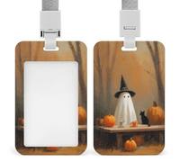 Jubonexis Cute Ghost Drinking Outdoor Table ID Badge Holder Retractable Clip Card Holder Card Protector Name Badge Name Tag for Work Office Doctor Nurse