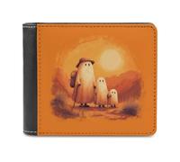 Jubonexis Cute Ghost Family on A Hike Soft PU Leather Bifold Wallet, Coin Purse Credit Pass Case, Durable Card-Holder Slim Billfold for Men Woman Money Storage