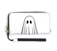 Jubonexis Cute Ghost Floating Simple PU Leather Clutch Long Bifold Wallet, Coin Purse Credit Pass Case, Durable Card-Holder Money Storage for Women Men