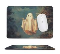 Jubonexis Cute Ghost Hanging on The Line Mouse Pad, Small Office Computer Mouse Pads for Desk Laptop with Non-Slip Rubber Base Mouse Mat, Gaming Mouse Pads