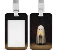 Jubonexis Cute Ghost Holding A Candle ID Badge Holder Retractable Clip Card Holder Card Protector Name Badge Name Tag for Work Office Doctor Nurse