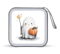 Jubonexis Cute Ghost Holding Pumpkin Magic Wand CD Case DVD Storage Case Portable for Car Home Travel