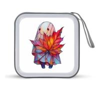 Jubonexis Cute Ghost Holding Red Maple Leaf CD Case DVD Storage Case Portable for Car Home Travel