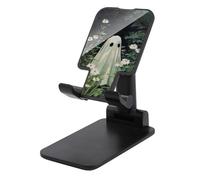 Jubonexis Cute Ghost in The Garden White Flowers Cell Phone Stand Foldable Adjustable Phone Stand for Desk