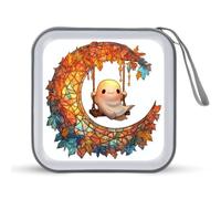 Jubonexis Cute Ghost on Swing Crescent Moon Stained Glass CD Case DVD Storage Case Portable for Car Home Travel