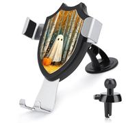 Jubonexis Cute Ghost Pumpkin Birch Trees Forest Car Phone Holder Mount Triangle Clip Base Air Vent Cell Phone Car Mount Automotive Accessories for 4-6 Inches Cell Smartphones