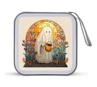 Jubonexis Cute Ghost Watering Flowers CD Case DVD Storage Case Portable for Car Home Travel