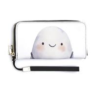 Jubonexis Cute Ghost Wearing A Stethoscope PU Leather Clutch Long Bifold Wallet, Coin Purse Credit Pass Case, Durable Card-Holder Money Storage for Women Men
