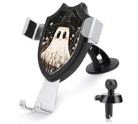Jubonexis Cute Ghost Wearing Witch Hat Wildflowers Car Phone Holder Mount Triangle Clip Base Air Vent Cell Phone Car Mount Automotive Accessories for 4-6 Inches Cell Smartphones